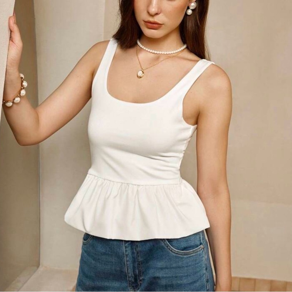Elegant White Peplum Top